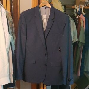 Express Extra Slim Navy Blue Cotton Blend Suit